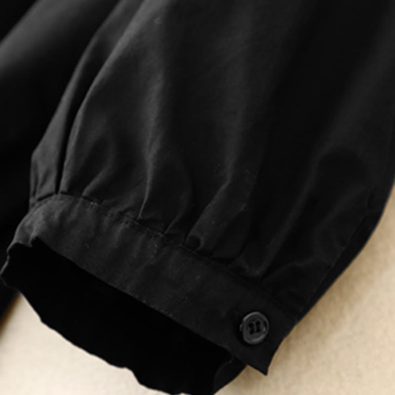 Chaqueta de pana de algodón con cuello alto y diseño liso de Buddha Stones para mujer - image 9