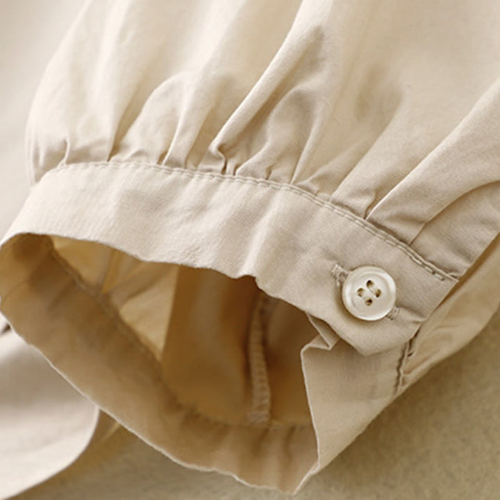 Chaqueta de pana de algodón con cuello alto y diseño liso de Buddha Stones para mujer - image 16