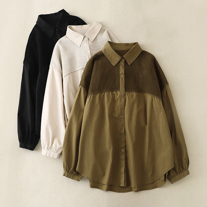 Chaqueta de pana de algodón con cuello alto y diseño liso de Buddha Stones para mujer - image 20