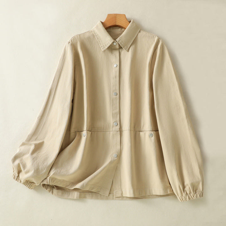 Chaqueta de algodón con cuello alto y diseño de botones lisos de Buddha Stones para mujer - LimónChiffon - US14，UK/AU18，EU46 (2XL) - image 17