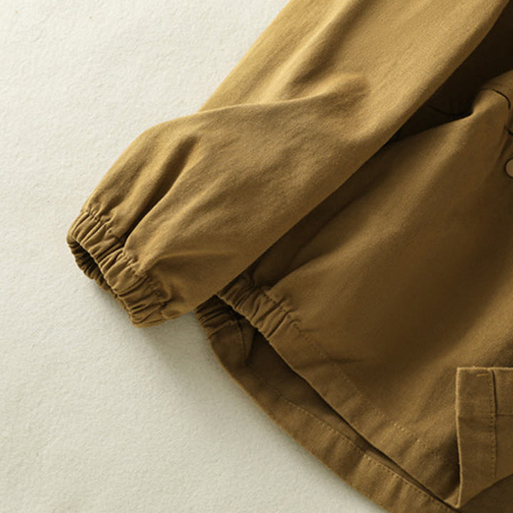 Chaqueta de algodón con cuello alto y diseño de botones lisos de Buddha Stones para mujer - image 29