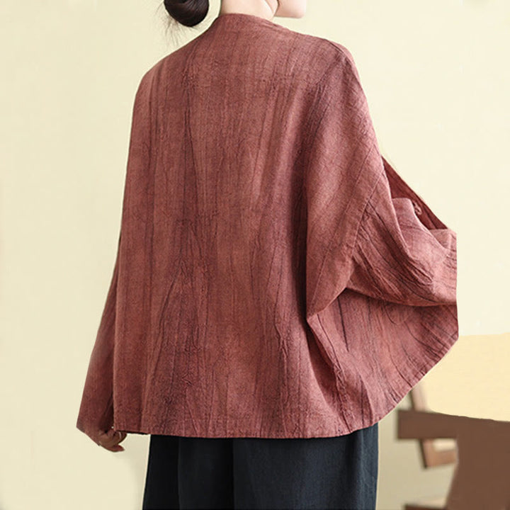 Chaqueta de lino y algodón de manga larga para mujer con bolsillos y Buddha Stones - image 12