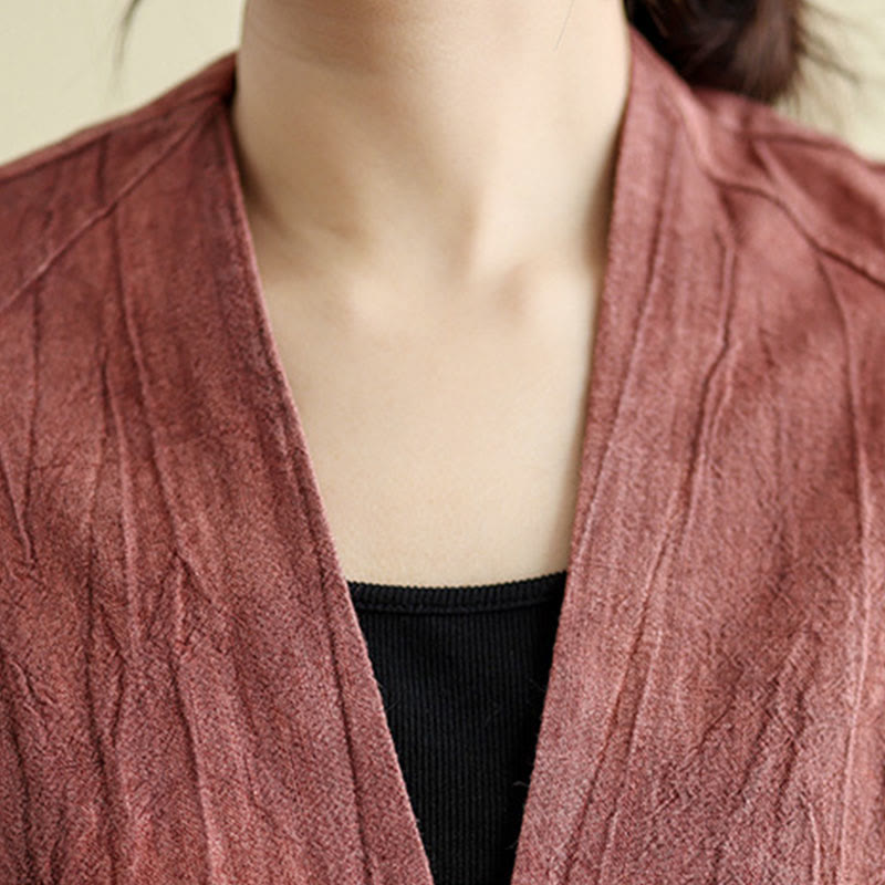 Chaqueta de lino y algodón de manga larga para mujer con bolsillos y Buddha Stones - image 16