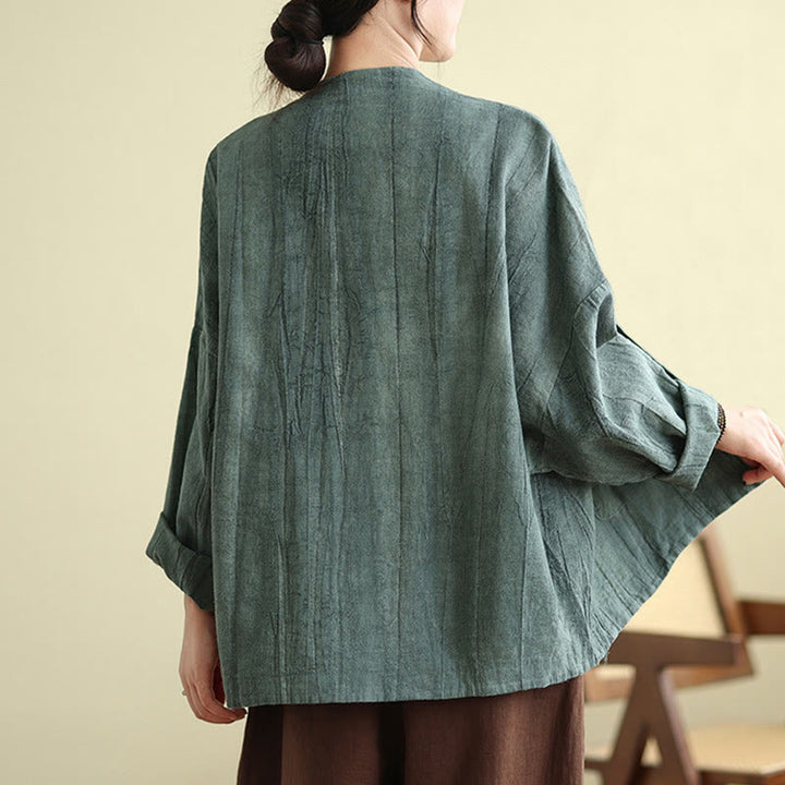 Chaqueta de lino y algodón de manga larga para mujer con bolsillos y Buddha Stones - image 21