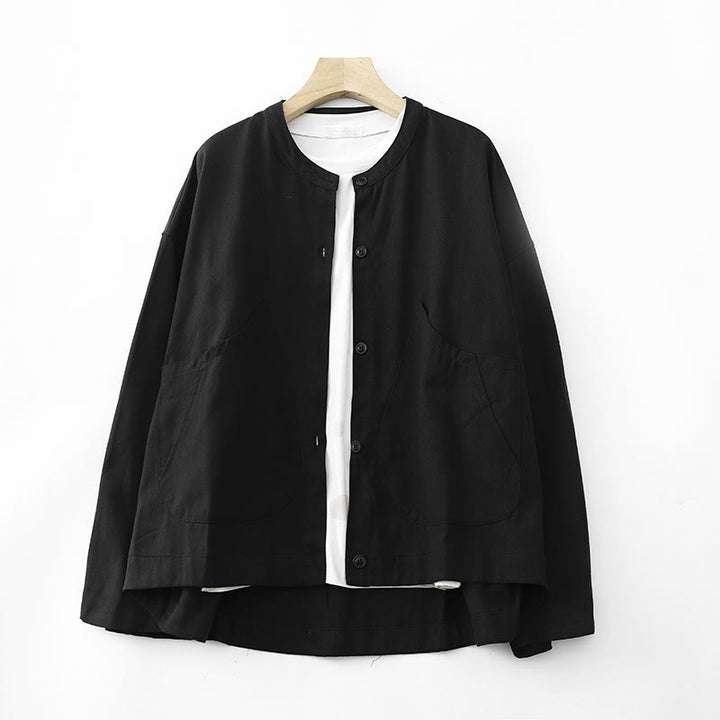 Chaqueta de algodón de manga larga para mujer con bolsillos y estampado de Buddha Stones - Negro - US14，UK/AU18，EU46 (2XL) - image 9