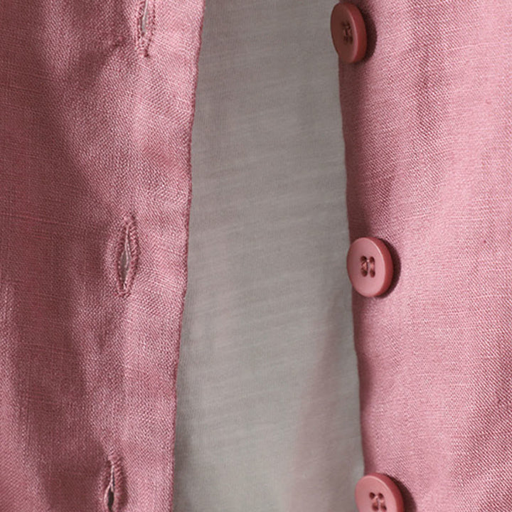 Chaqueta de algodón con cuello en V y bolsillos para mujer de Buddha Stones en color puro - image 13