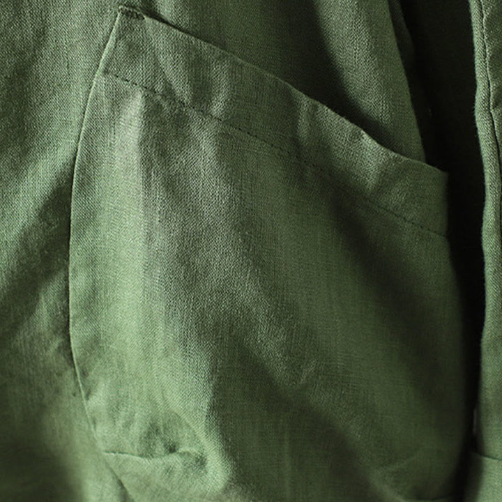 Chaqueta de algodón con cuello en V y bolsillos para mujer de Buddha Stones en color puro - image 22