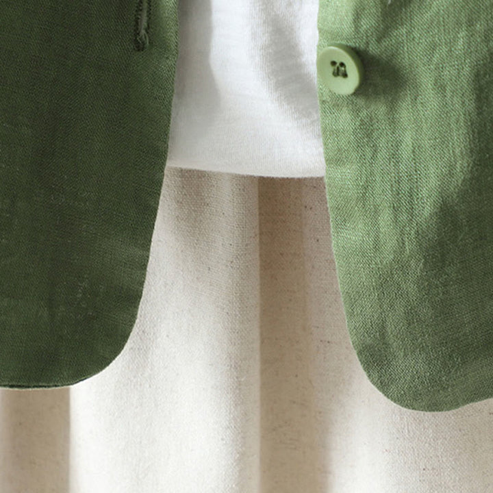 Chaqueta de algodón con cuello en V y bolsillos para mujer de Buddha Stones en color puro - image 22