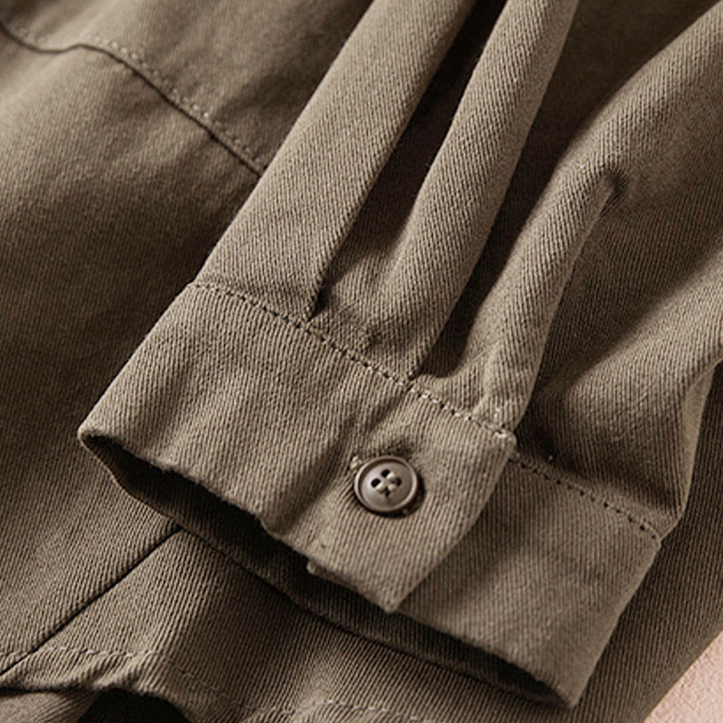 Chaqueta de lino y algodón de manga larga para mujer con solapa y bolsillos, diseño irregular de Buddha Stones Fall - image 20