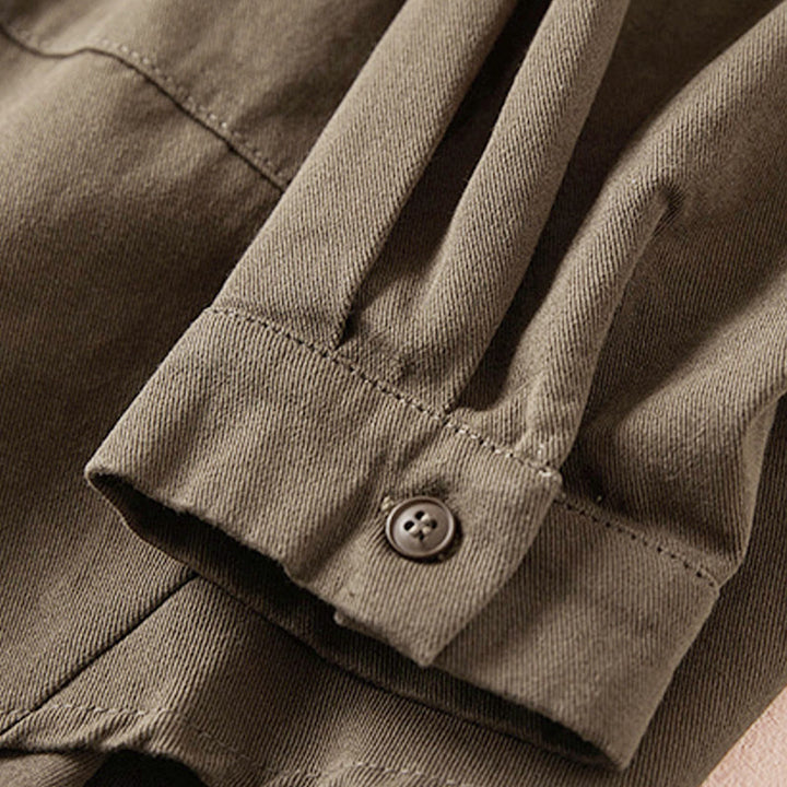 Chaqueta de lino y algodón de manga larga para mujer con solapa y bolsillos, diseño irregular de Buddha Stones Fall - image 20