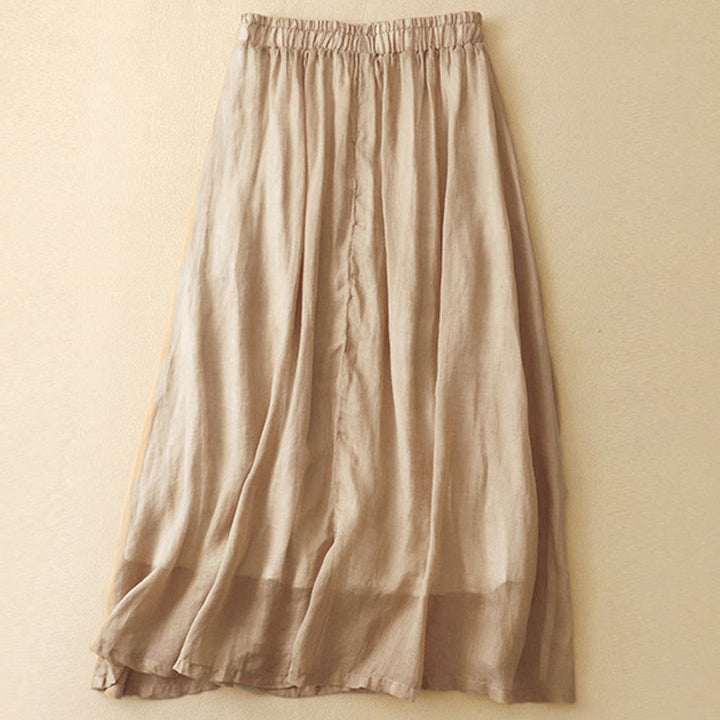 Falda de lino y algodón para mujer, diseño étnico vintage con bordado de Buddha Stones , de largo 7-8 - image 11