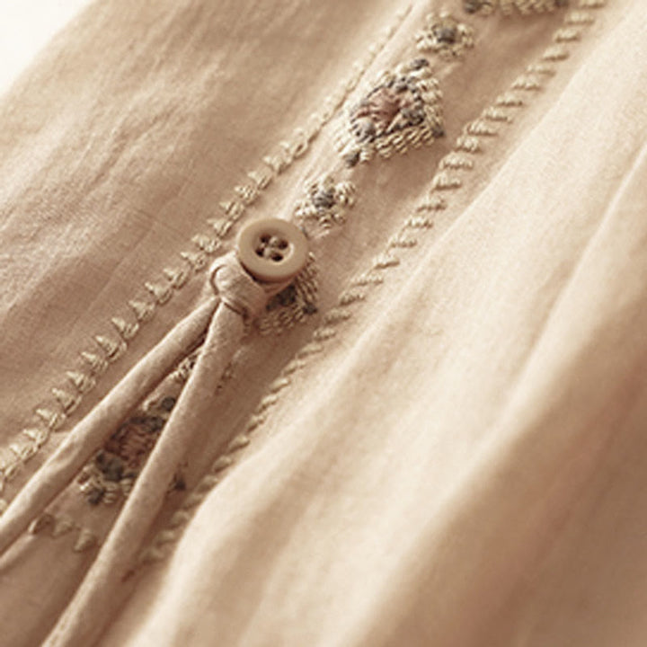 Falda de lino y algodón para mujer, diseño étnico vintage con bordado de Buddha Stones , de largo 7-8 - image 10