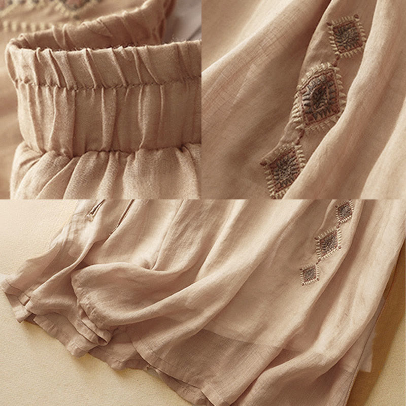 Falda de lino y algodón para mujer, diseño étnico vintage con bordado de Buddha Stones , de largo 7-8 - image 13
