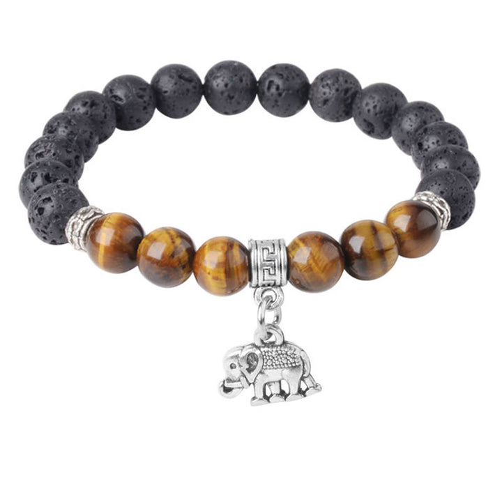 Pulsera curativa con cuentas de cristal de roca de lava negra y Buddha Stones con diseño animal - image 5