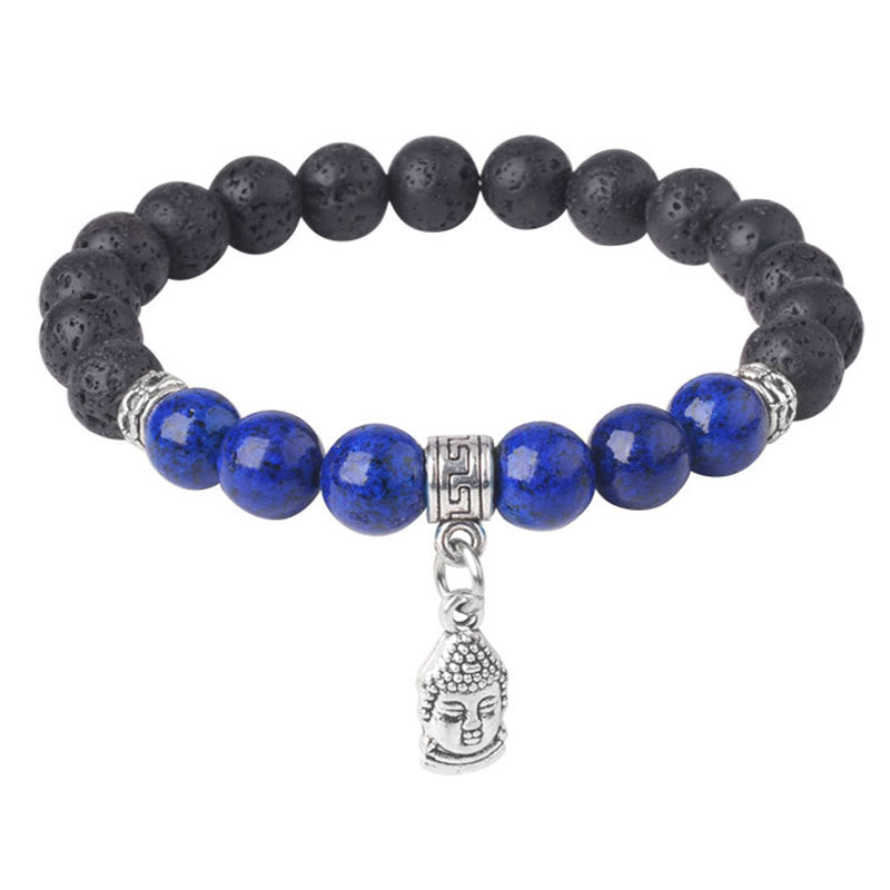Pulsera curativa con cuentas de cristal de roca de lava negra y Buddha Stones con diseño animal - image 12