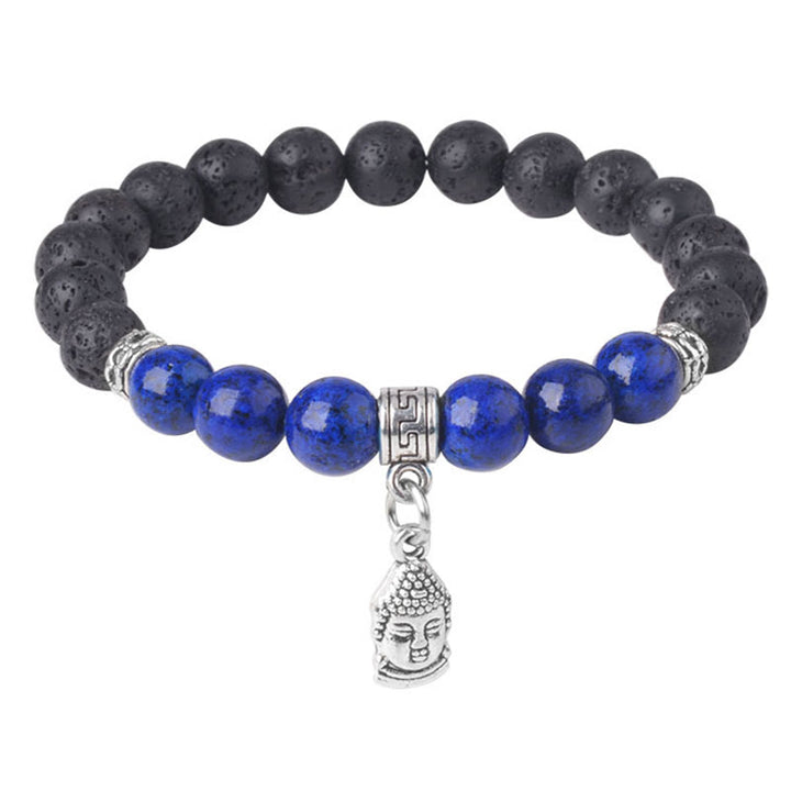 Pulsera curativa con cuentas de cristal de roca de lava negra y Buddha Stones con diseño animal - image 12