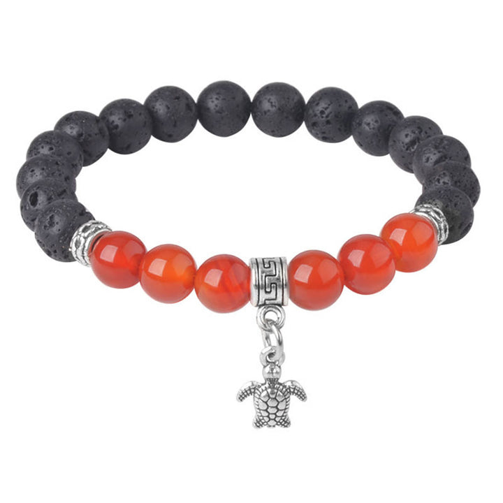 Pulsera curativa con cuentas de cristal de roca de lava negra y Buddha Stones con diseño animal - image 16