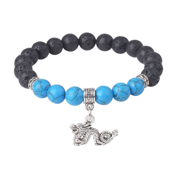 Pulsera curativa con cuentas de cristal de roca de lava negra y Buddha Stones con diseño animal - image 24