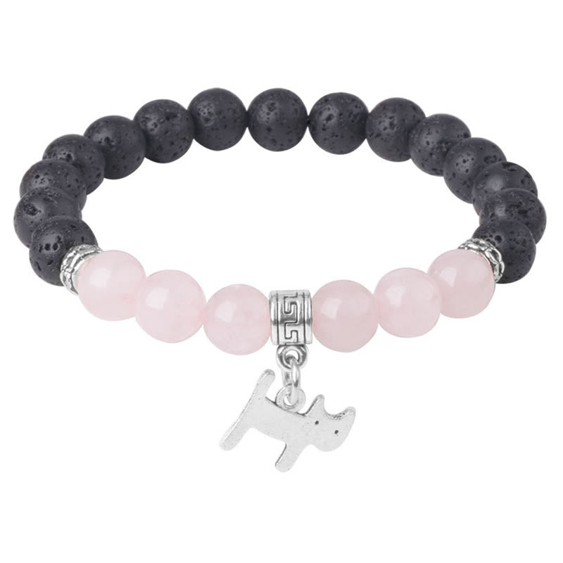 Pulsera curativa con cuentas de cristal de roca de lava negra y Buddha Stones con diseño animal - image 28
