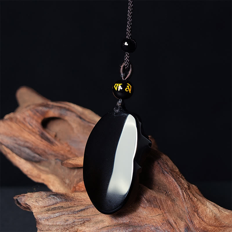 Colgante de Buddha Stones con anfioxo de obsidiana negra natural - image 5