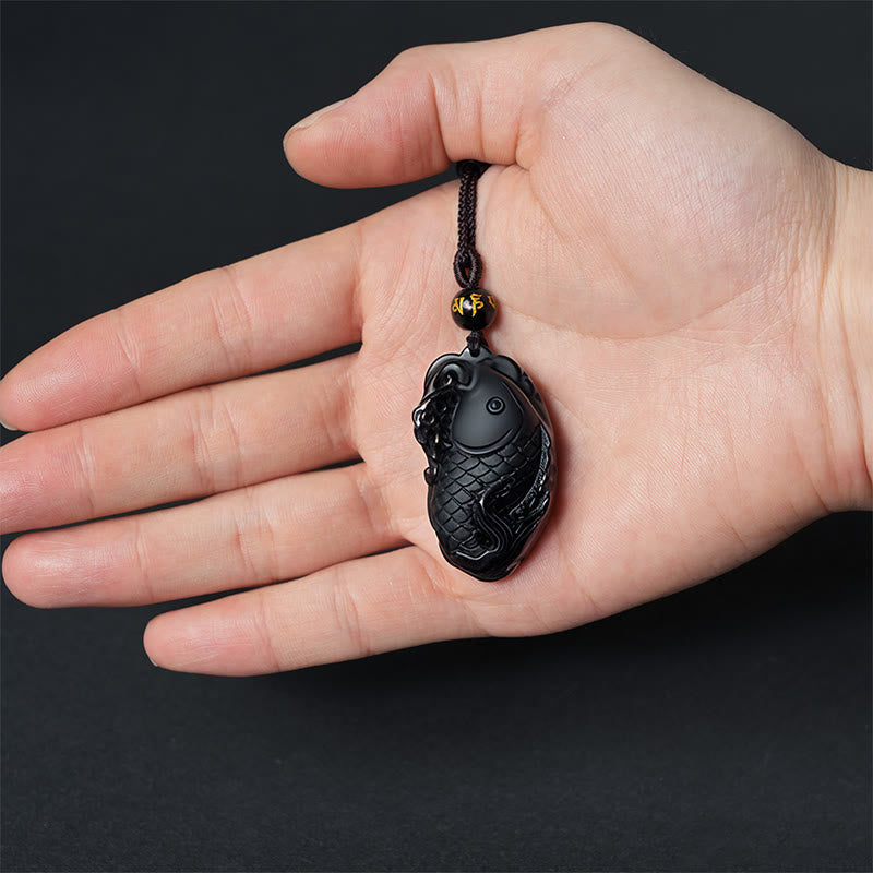 Colgante de Buddha Stones con anfioxo de obsidiana negra natural - image 7