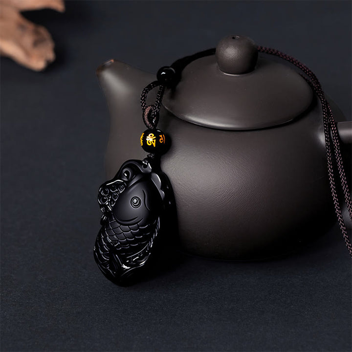 Colgante de Buddha Stones con anfioxo de obsidiana negra natural - image 6