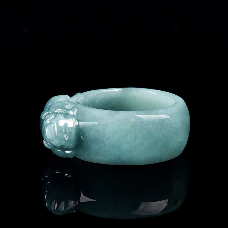 Anillo de jade PiXiu de la suerte con Buddha Stones Feng Shui para la riqueza y la prosperidad - image 2