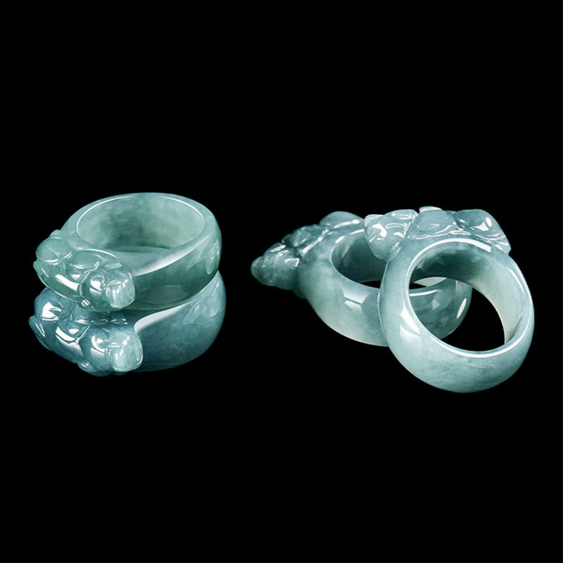 Anillo de jade PiXiu de la suerte con Buddha Stones Feng Shui para la riqueza y la prosperidad - image 10