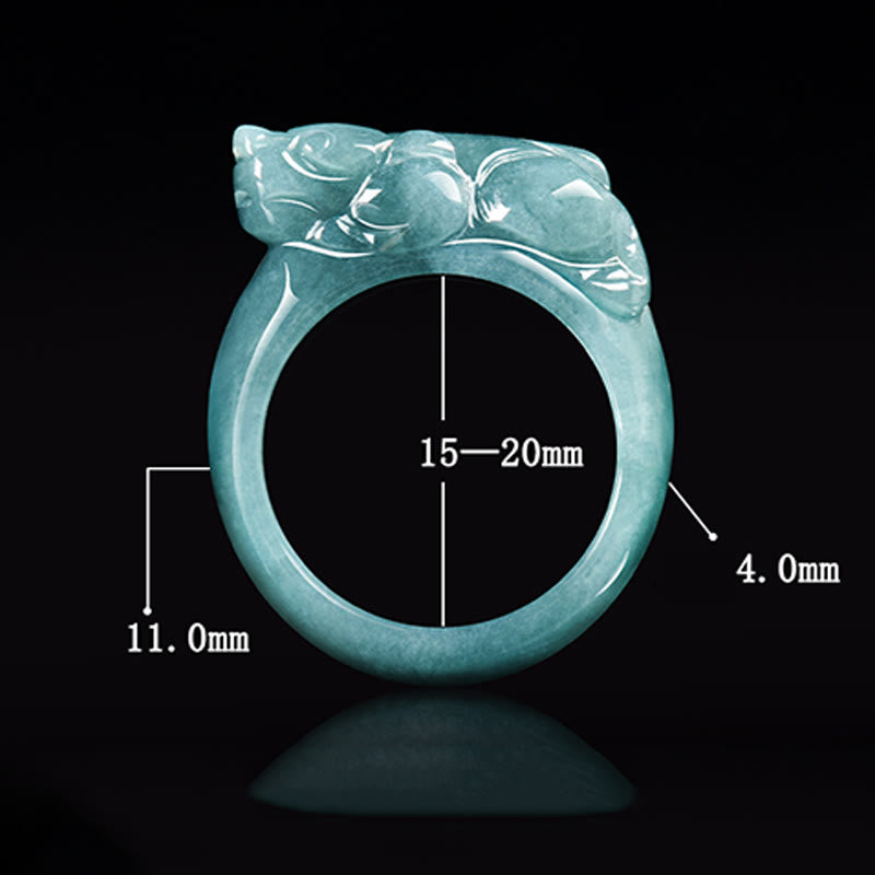 Anillo de jade PiXiu de la suerte con Buddha Stones Feng Shui para la riqueza y la prosperidad - image 9