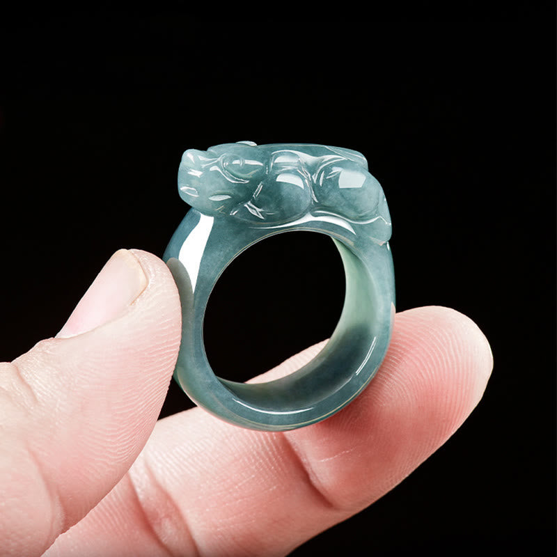 Anillo de jade PiXiu de la suerte con Buddha Stones Feng Shui para la riqueza y la prosperidad - image 4