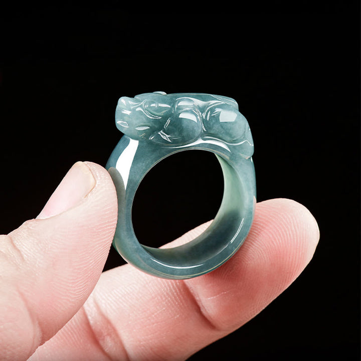 Anillo de jade PiXiu de la suerte con Buddha Stones Feng Shui para la riqueza y la prosperidad - image 4
