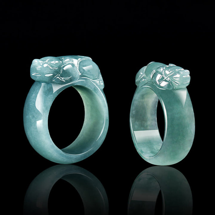 Anillo de jade PiXiu de la suerte con Buddha Stones Feng Shui para la riqueza y la prosperidad - image 3