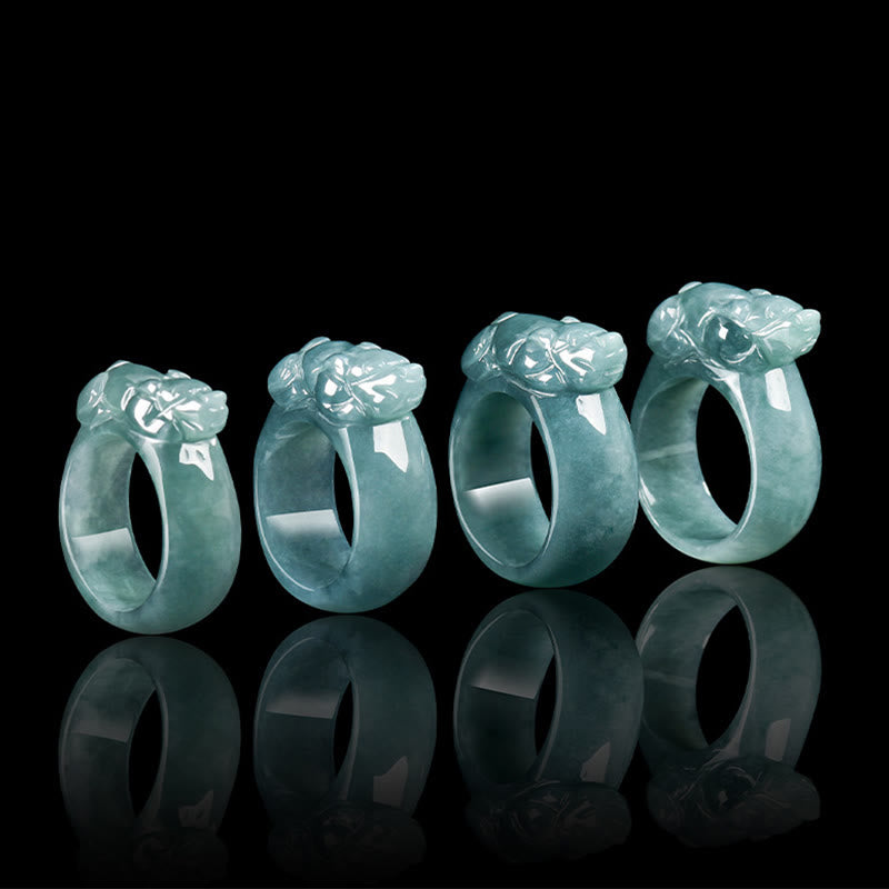 Anillo de jade PiXiu de la suerte con Buddha Stones Feng Shui para la riqueza y la prosperidad - image 11