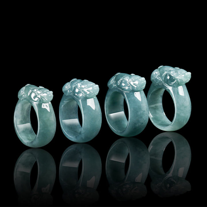 Anillo de jade PiXiu de la suerte con Buddha Stones Feng Shui para la riqueza y la prosperidad - image 11