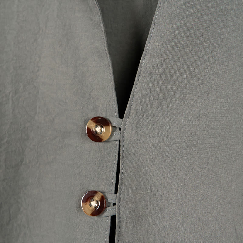 Camisa de manga larga para hombre con botones de color liso y Buddha Stones - image 3