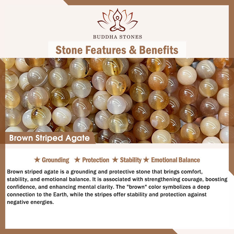 Pulsera Buddha Stones de plata de ley 925 con diseño de gato carey, ágata rayada marrón claro y ónix negro - image 6