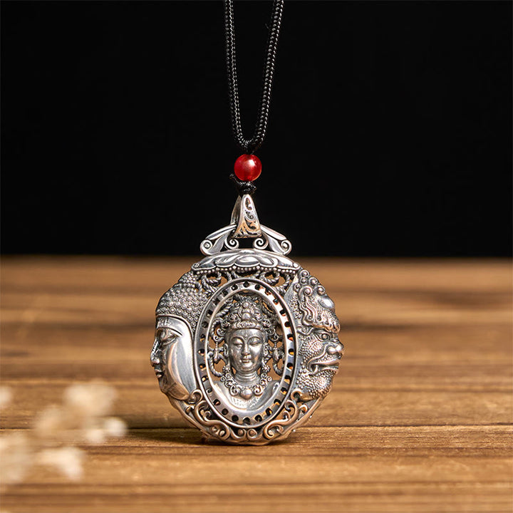 Buddha Stones Collar con colgante de serenidad con diseño de Buda de cobre y diablo - image 8