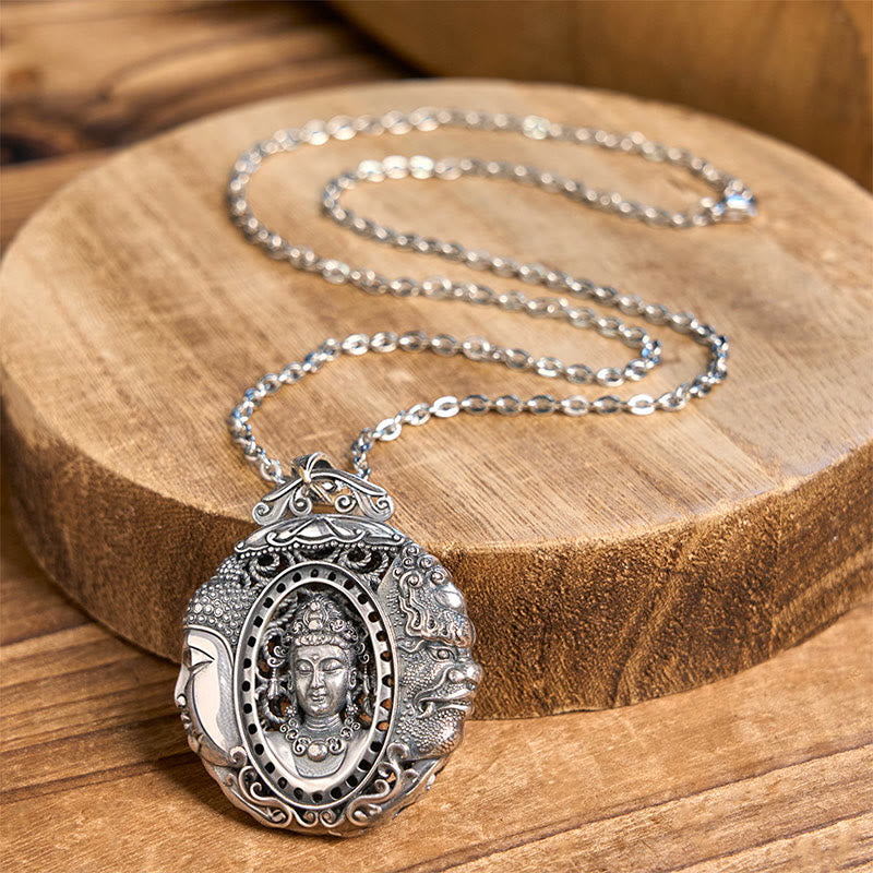 Buddha Stones Collar con colgante de serenidad con diseño de Buda de cobre y diablo - image 2