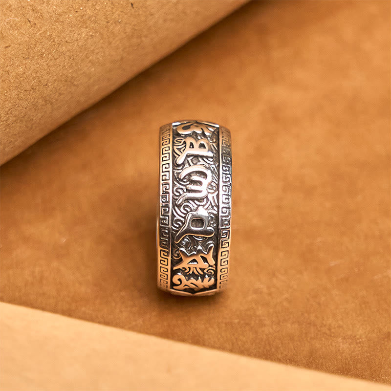 Anillo de riqueza ajustable de cobre con Om Mani Padme Hum y Buddha Stones - image 3