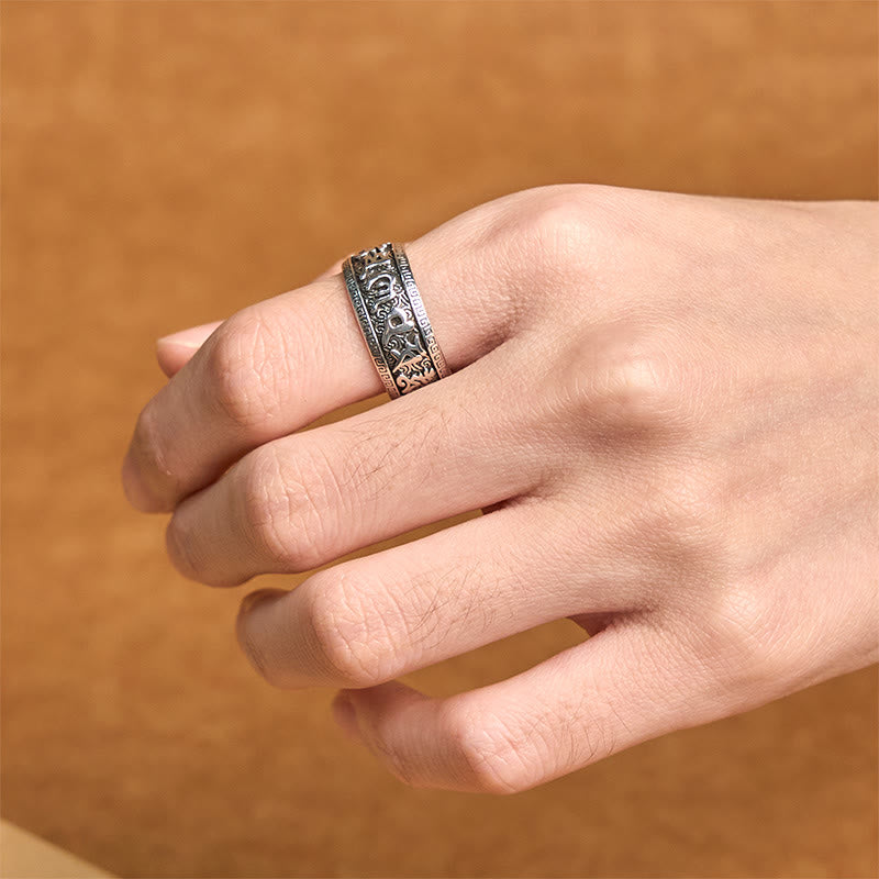 Anillo de riqueza ajustable de cobre con Om Mani Padme Hum y Buddha Stones - image 4