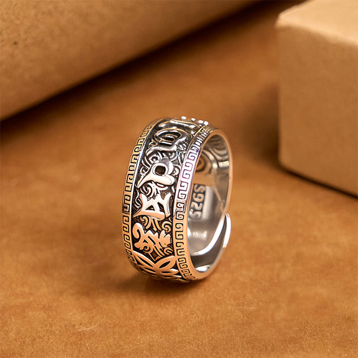 Anillo de riqueza ajustable de cobre con Om Mani Padme Hum y Buddha Stones - Cobre (Riqueza♥Suerte) - image 1