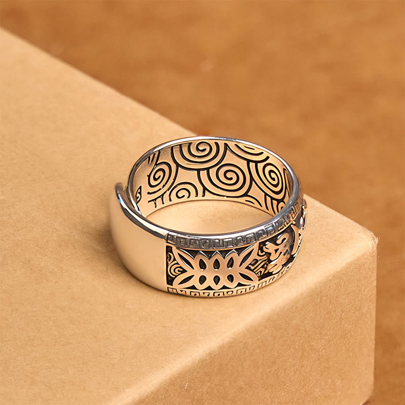 Anillo de riqueza ajustable de cobre con Om Mani Padme Hum y Buddha Stones - image 2