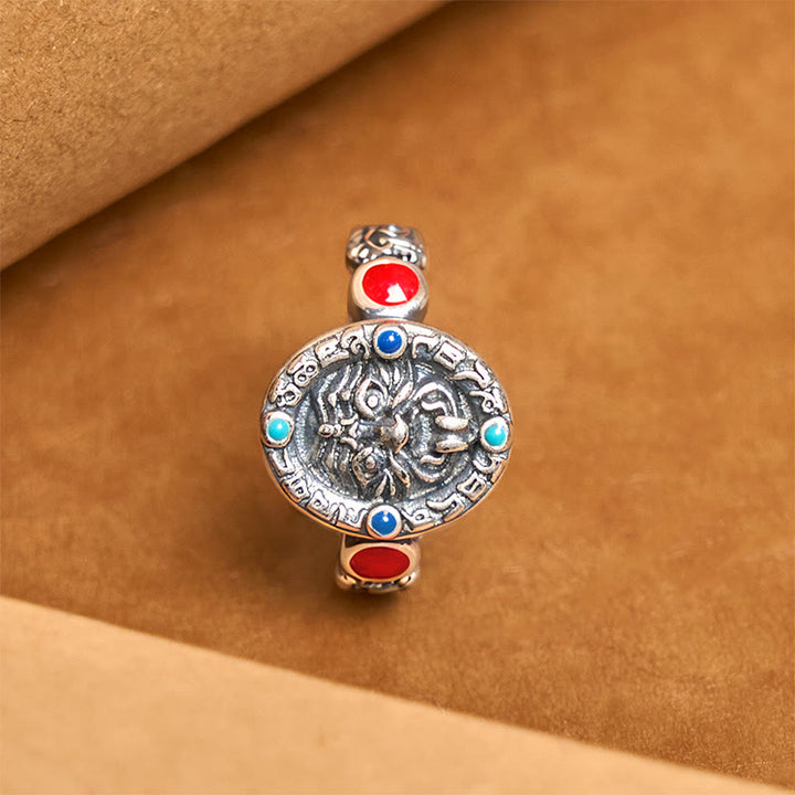 Anillo abierto ajustable de riqueza de cobre con zakiram y Buddha Stones - image 3