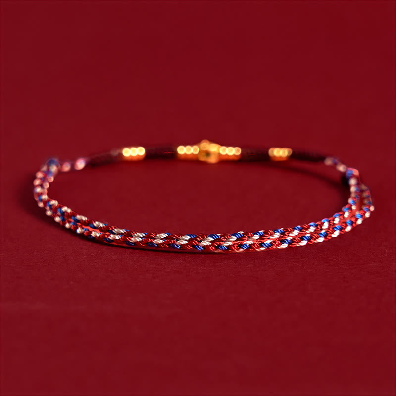 Pulsera de la suerte hecha a mano con monedas de cobre y hilo rojo trenzado con Buddha Stones - image 3