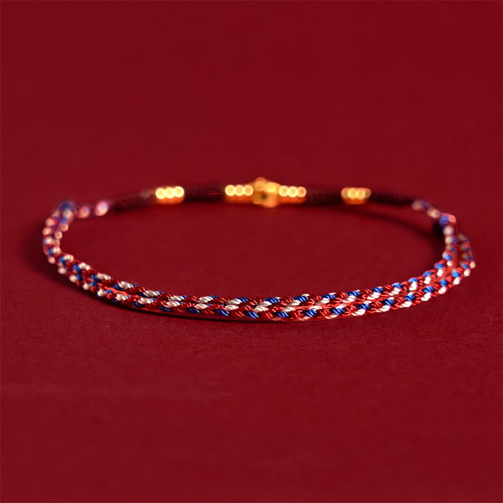 Pulsera de la suerte hecha a mano con monedas de cobre y hilo rojo trenzado con Buddha Stones - image 3