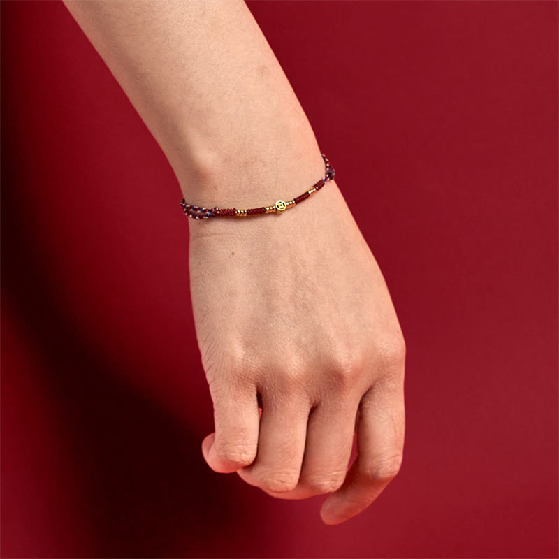 Pulsera de la suerte hecha a mano con monedas de cobre y hilo rojo trenzado con Buddha Stones - image 5