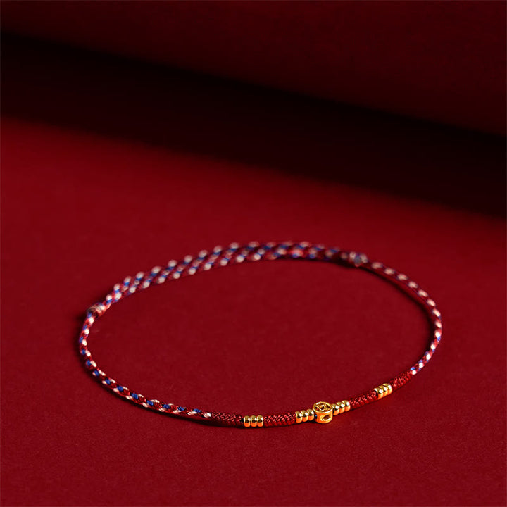 Pulsera de la suerte hecha a mano con monedas de cobre y hilo rojo trenzado con Buddha Stones - Cuerda roja (circunferencia de la muñeca: 15-17 cm) - image 1