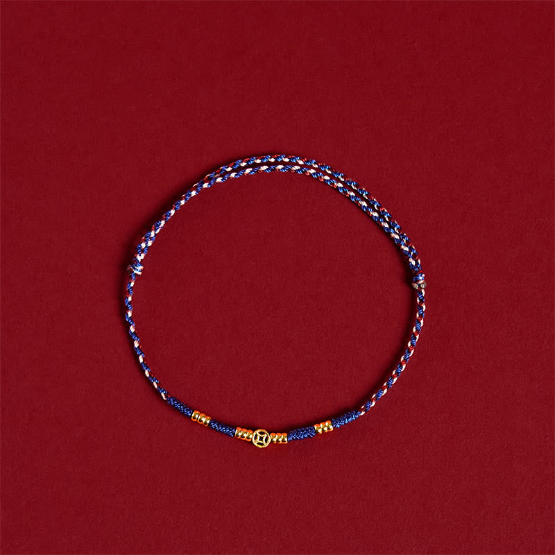 Pulsera de la suerte hecha a mano con monedas de cobre y hilo rojo trenzado con Buddha Stones - image 9