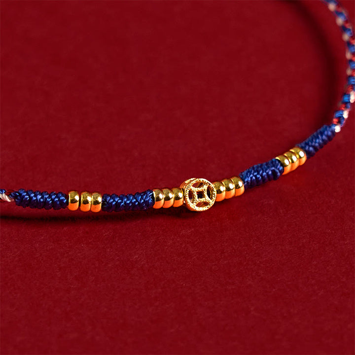 Pulsera de la suerte hecha a mano con monedas de cobre y hilo rojo trenzado con Buddha Stones - image 11
