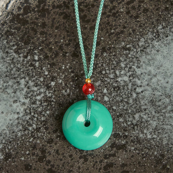 Collar con colgante de cuerda de equilibrio con hebilla de paz turquesa y Buddha Stones - image 5